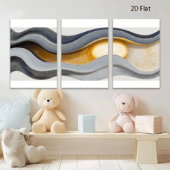 2D flat 1pc abstract waves golden sunburst modern wall art for living room bedroom office decor farmhouse style gallery wrapped canvas prints