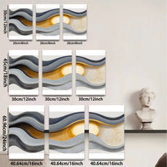 2D flat 1pc abstract waves golden sunburst modern wall art for living room bedroom office decor farmhouse style gallery wrapped canvas prints