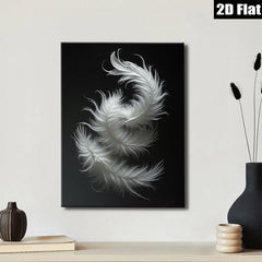 2D flat 1pc abstract white feather drift minimalist wall art canvas prints for living room bedroom office decor farmhouse style modern aesthetic gallery wrapped