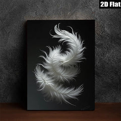 2D flat 1pc abstract white feather drift minimalist wall art canvas prints for living room bedroom office decor farmhouse style modern aesthetic gallery wrapped