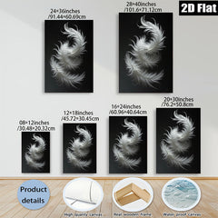 2D flat 1pc abstract white feather drift minimalist wall art canvas prints for living room bedroom office decor farmhouse style modern aesthetic gallery wrapped