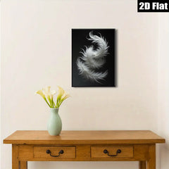 2D flat 1pc abstract white feather drift minimalist wall art canvas prints for living room bedroom office decor farmhouse style modern aesthetic gallery wrapped