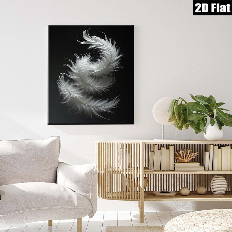 2D flat 1pc abstract white feather drift minimalist wall art canvas prints for living room bedroom office decor farmhouse style modern aesthetic gallery wrapped