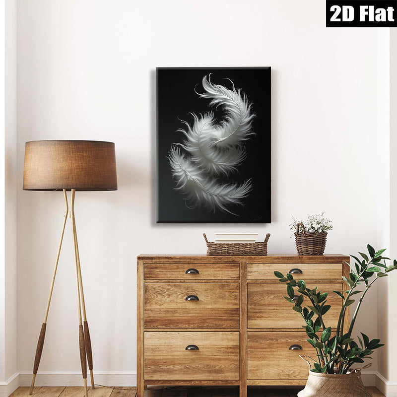 2D flat 1pc abstract white feather drift minimalist wall art canvas prints for living room bedroom office decor farmhouse style modern aesthetic gallery wrapped