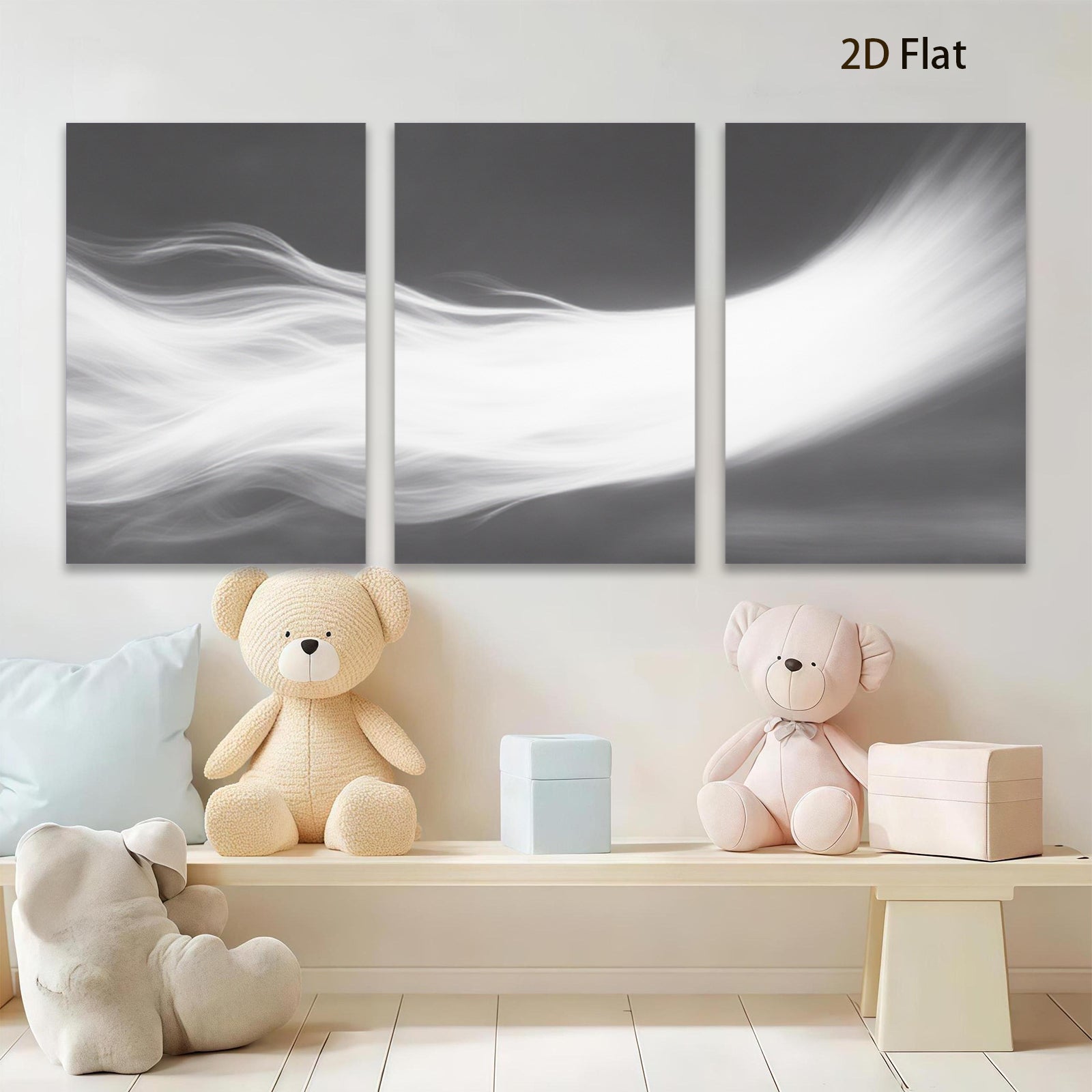 2D flat 1pc abstract white swirls modern wall art for living room bedroom home decor farmhouse style gallery wrapped canvas prints cozy vibes