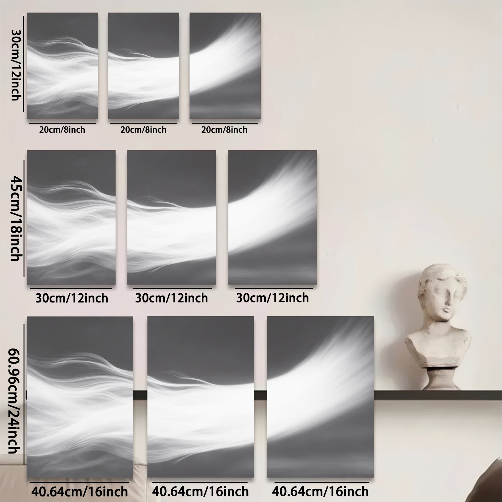2D flat 1pc abstract white swirls modern wall art for living room bedroom home decor farmhouse style gallery wrapped canvas prints cozy vibes
