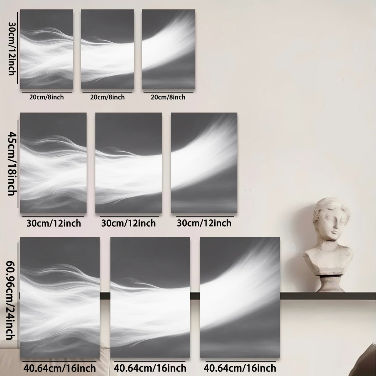 2D flat 1pc abstract white swirls modern wall art for living room bedroom home decor farmhouse style gallery wrapped canvas prints cozy vibes
