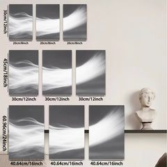 2D flat 1pc abstract white swirls modern wall art for living room bedroom home decor farmhouse style gallery wrapped canvas prints cozy vibes