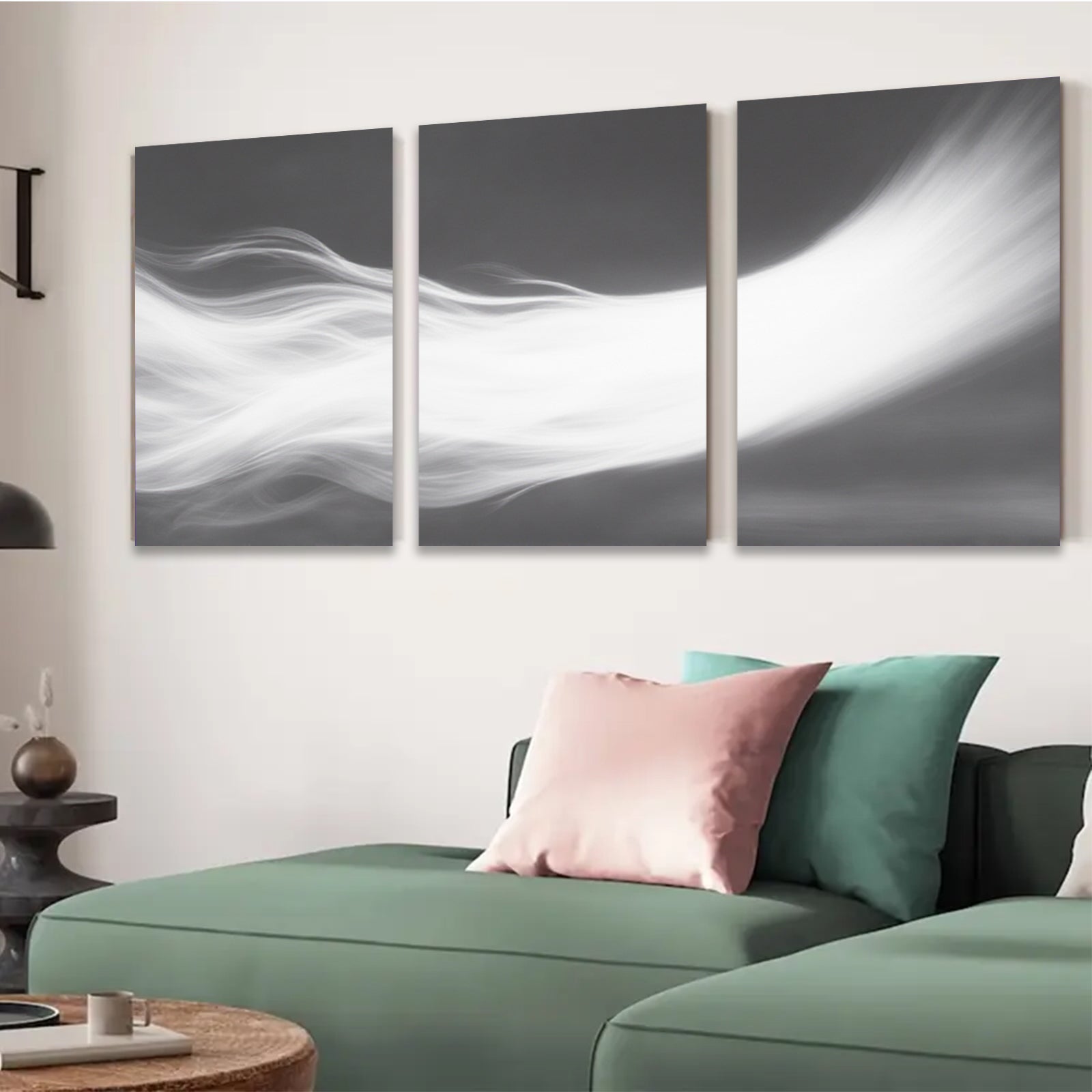 2D flat 1pc abstract white swirls modern wall art for living room bedroom home decor farmhouse style gallery wrapped canvas prints cozy vibes