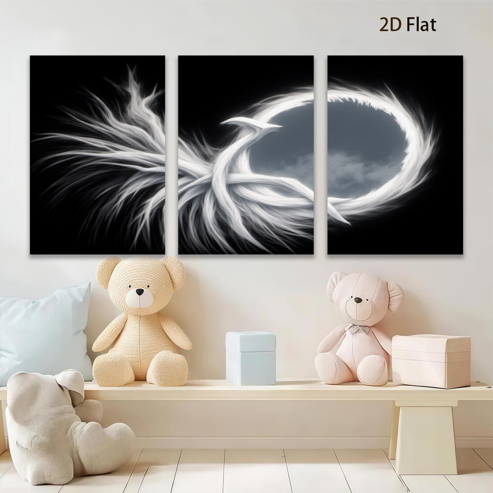 2D flat 1pc abstract white swirls modern wall art for living room bedroom home decor farmhouse style gallery wrapped canvas prints ready to hang large size