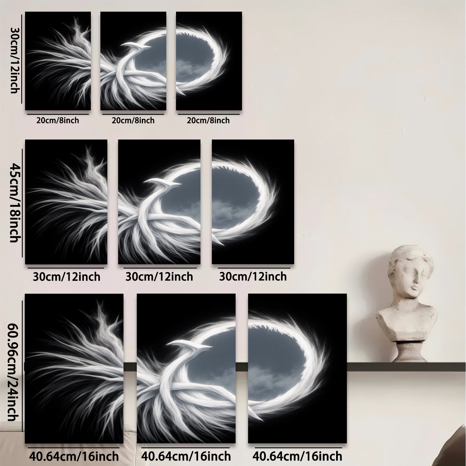 2D flat 1pc abstract white swirls modern wall art for living room bedroom home decor farmhouse style gallery wrapped canvas prints ready to hang large size