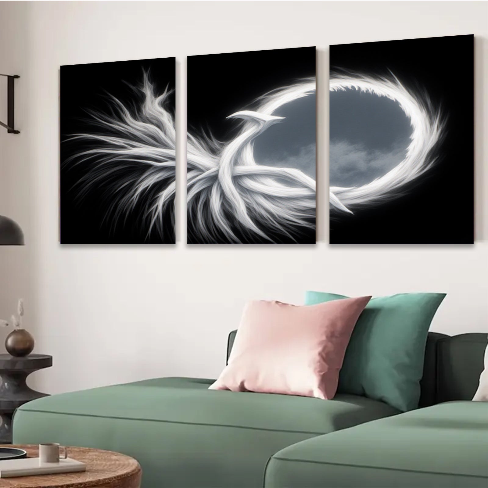 2D flat 1pc abstract white swirls modern wall art for living room bedroom home decor farmhouse style gallery wrapped canvas prints ready to hang large size