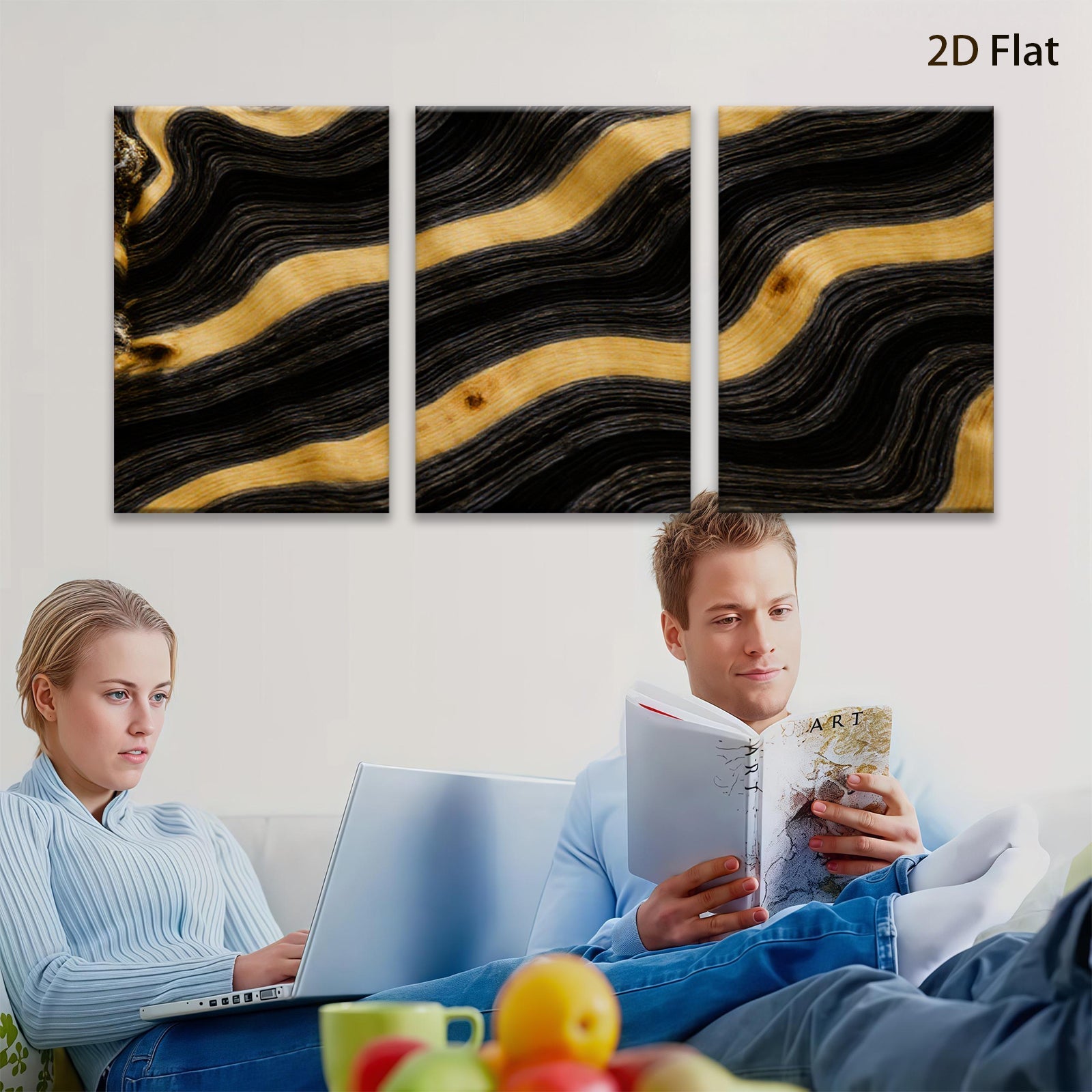 2D flat 1pc abstract wood grain texture wall art modern farmhouse living room bedroom decor gallery wrapped canvas prints coastal style large size statement piece