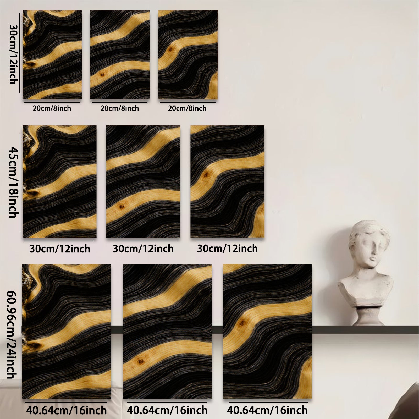 2D flat 1pc abstract wood grain texture wall art modern farmhouse living room bedroom decor gallery wrapped canvas prints coastal style large size statement piece