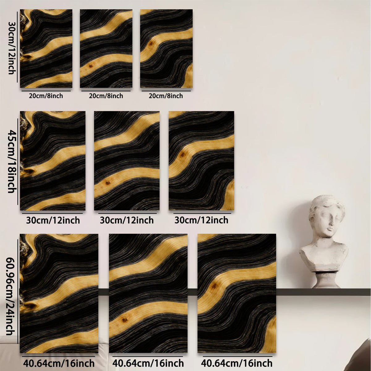 2D flat 1pc abstract wood grain texture wall art modern farmhouse living room bedroom decor gallery wrapped canvas prints coastal style large size statement piece