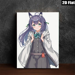 2D flat 1pc adorable anime girl winter outfit cozy room decor living room bedroom wall art canvas prints modern farmhouse style