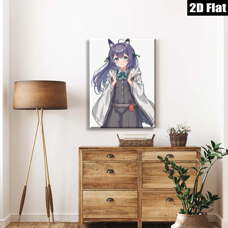 2D flat 1pc adorable anime girl winter outfit cozy room decor living room bedroom wall art canvas prints modern farmhouse style