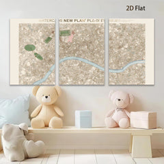 2D flat 1pc aerial view landscape abstract botanical wall art bedroom living room gallery wrapped canvas modern farmhouse style
