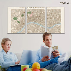 2D flat 1pc aerial view landscape abstract botanical wall art bedroom living room gallery wrapped canvas modern farmhouse style