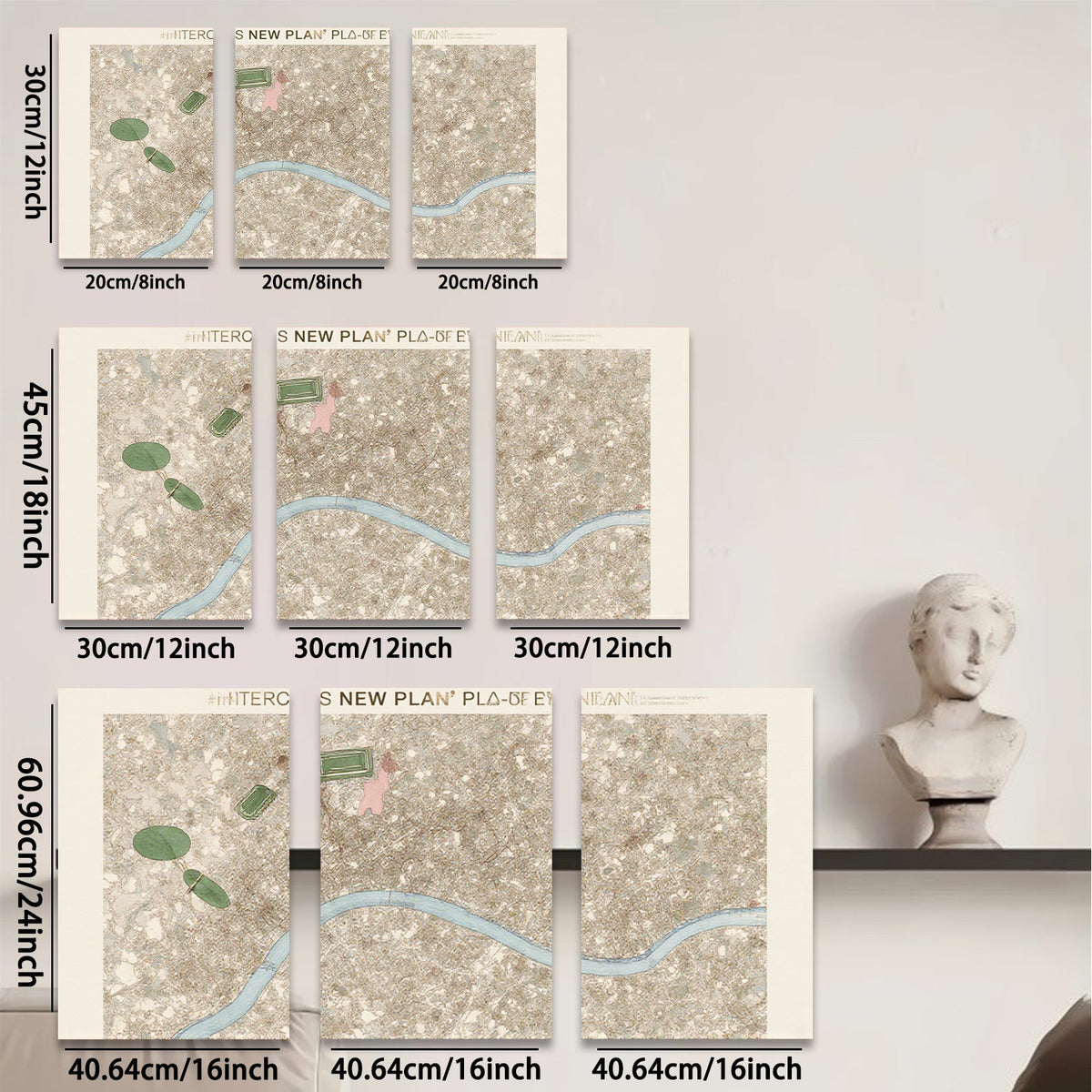 2D flat 1pc aerial view landscape abstract botanical wall art bedroom living room gallery wrapped canvas modern farmhouse style