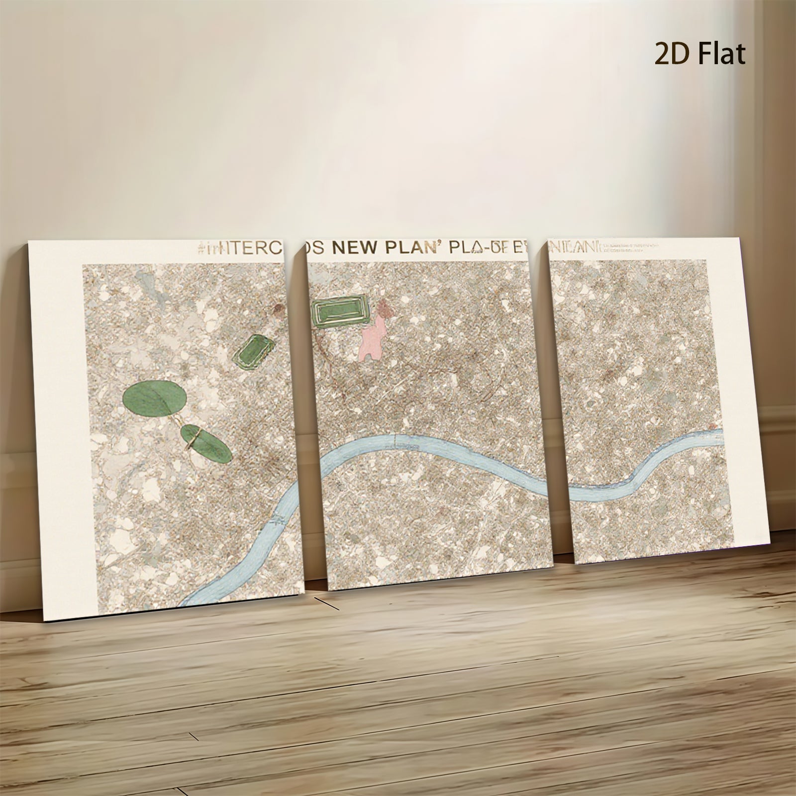 2D flat 1pc aerial view landscape abstract botanical wall art bedroom living room gallery wrapped canvas modern farmhouse style