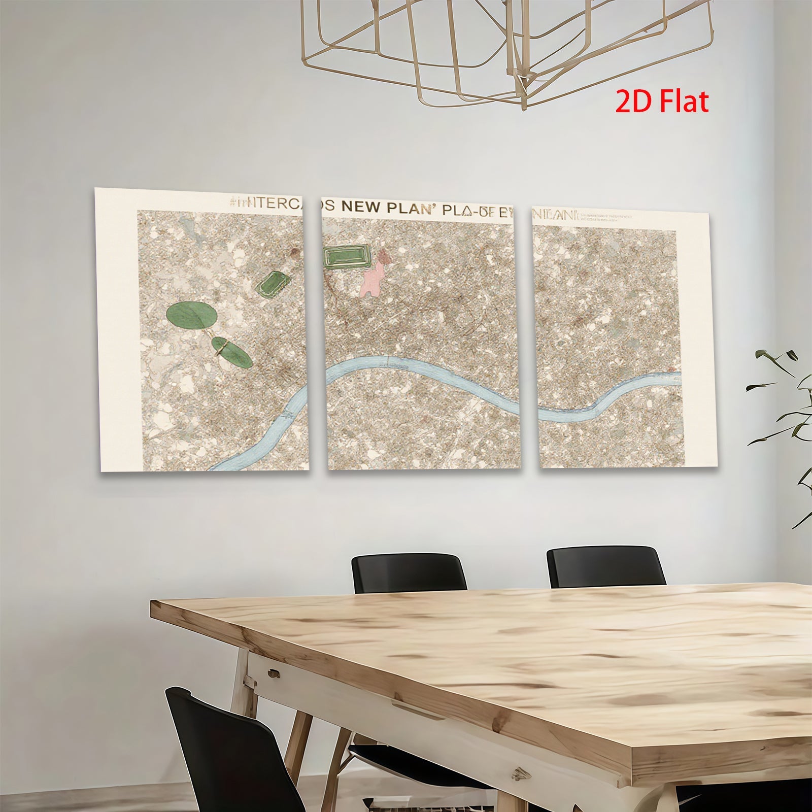 2D flat 1pc aerial view landscape abstract botanical wall art bedroom living room gallery wrapped canvas modern farmhouse style