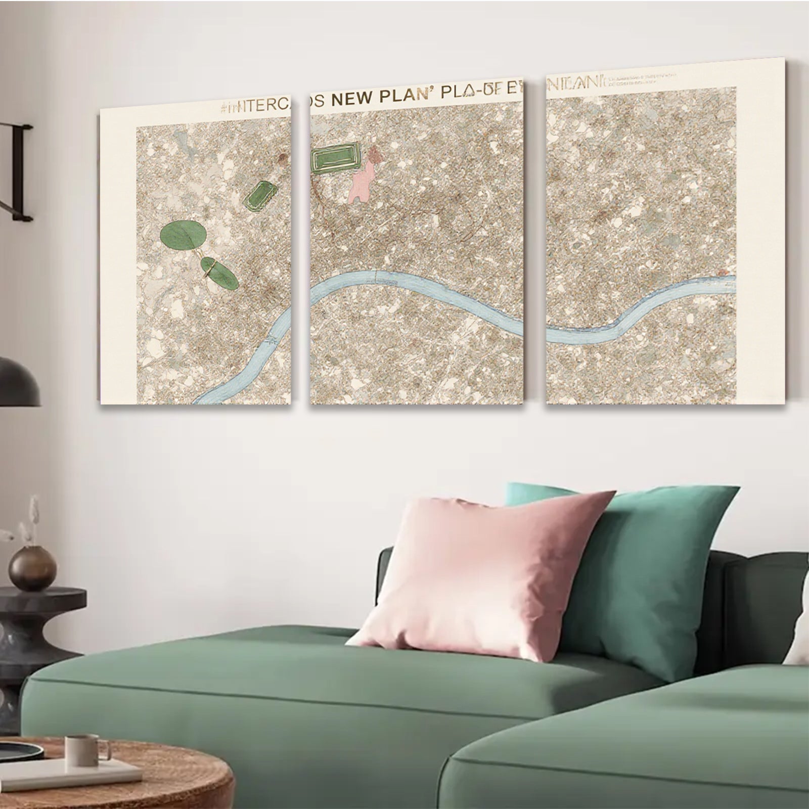 2D flat 1pc aerial view landscape abstract botanical wall art bedroom living room gallery wrapped canvas modern farmhouse style