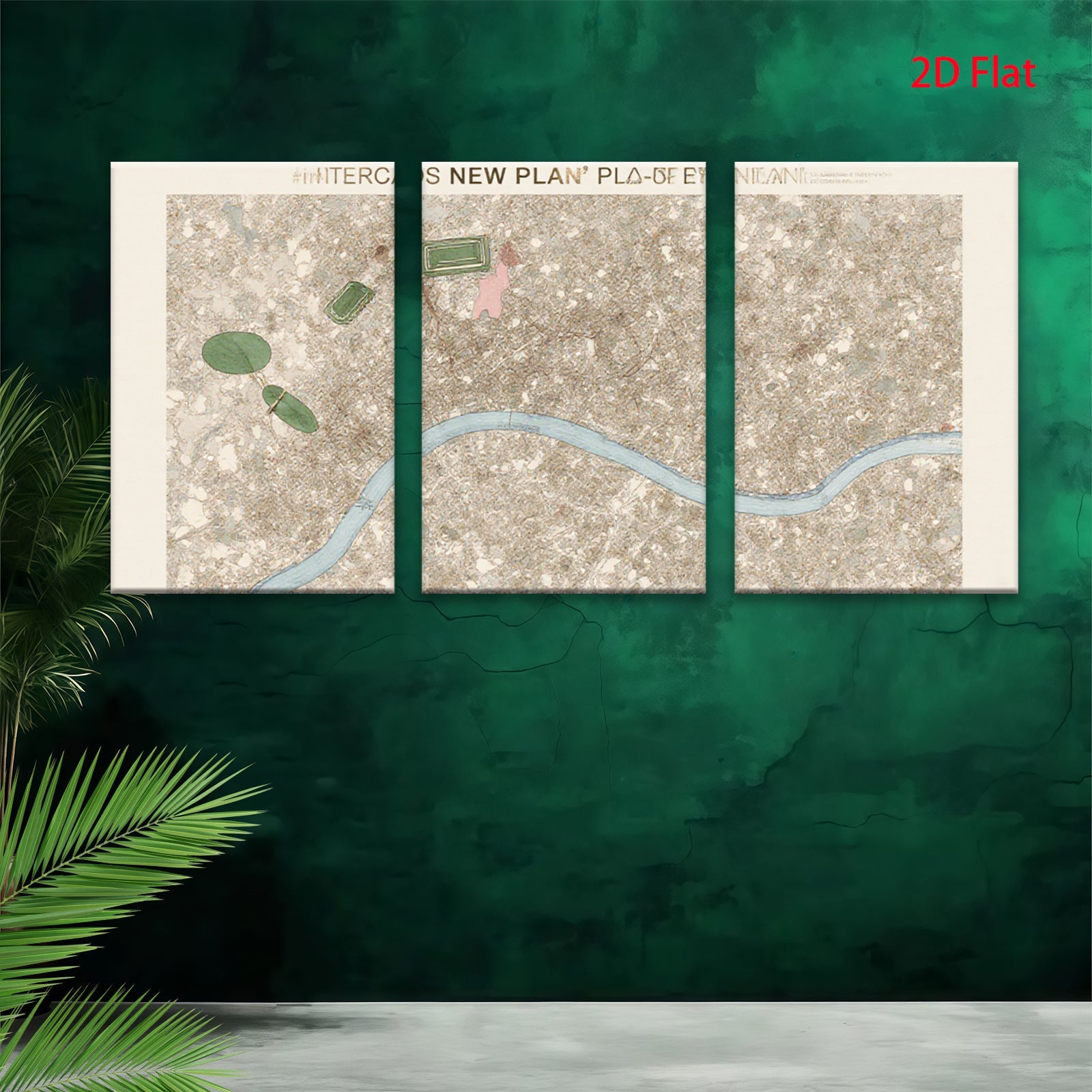 2D flat 1pc aerial view landscape abstract botanical wall art bedroom living room gallery wrapped canvas modern farmhouse style