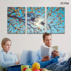2D flat 1pc blooming branches sunburst sky wall art canvas prints for living room bedroom home decor farmhouse style botanical prints modern artwork