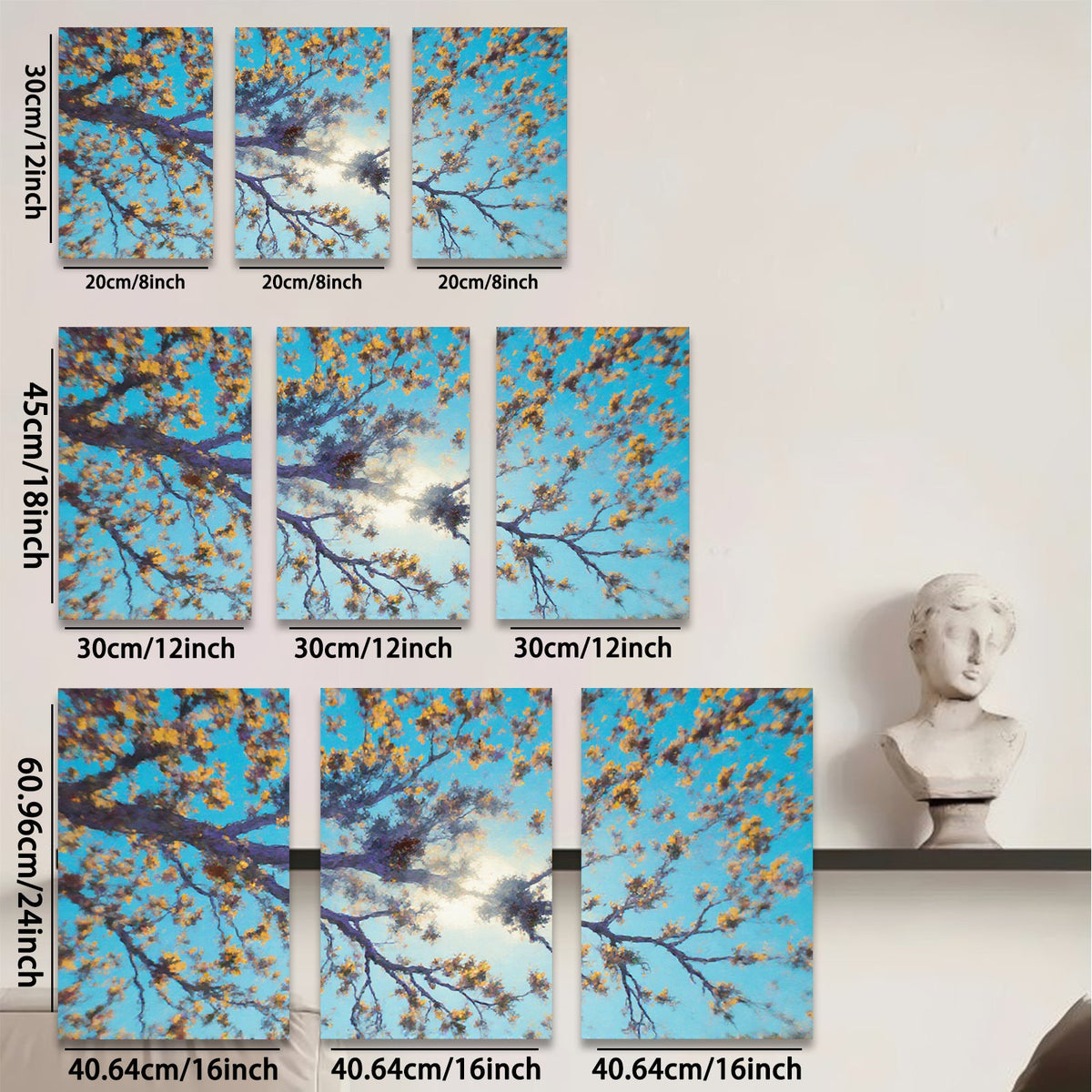 2D flat 1pc blooming branches sunburst sky wall art canvas prints for living room bedroom home decor farmhouse style botanical prints modern artwork