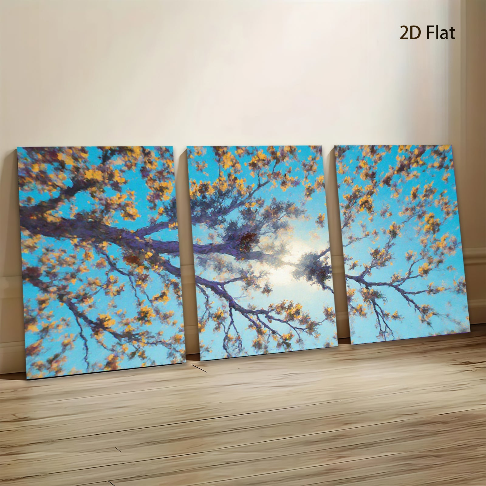 2D flat 1pc blooming branches sunburst sky wall art canvas prints for living room bedroom home decor farmhouse style botanical prints modern artwork
