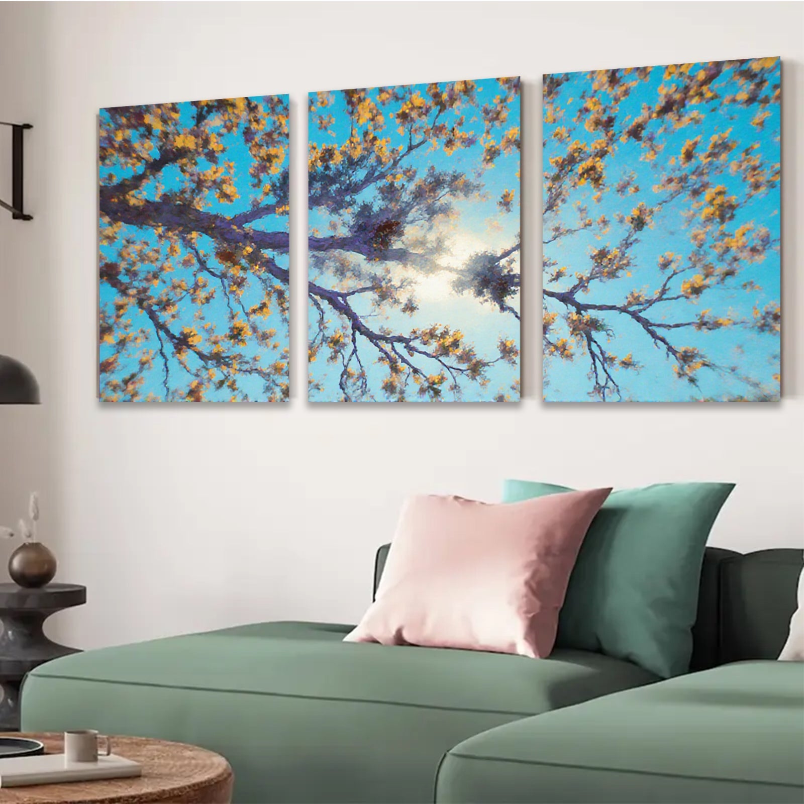 2D flat 1pc blooming branches sunburst sky wall art canvas prints for living room bedroom home decor farmhouse style botanical prints modern artwork