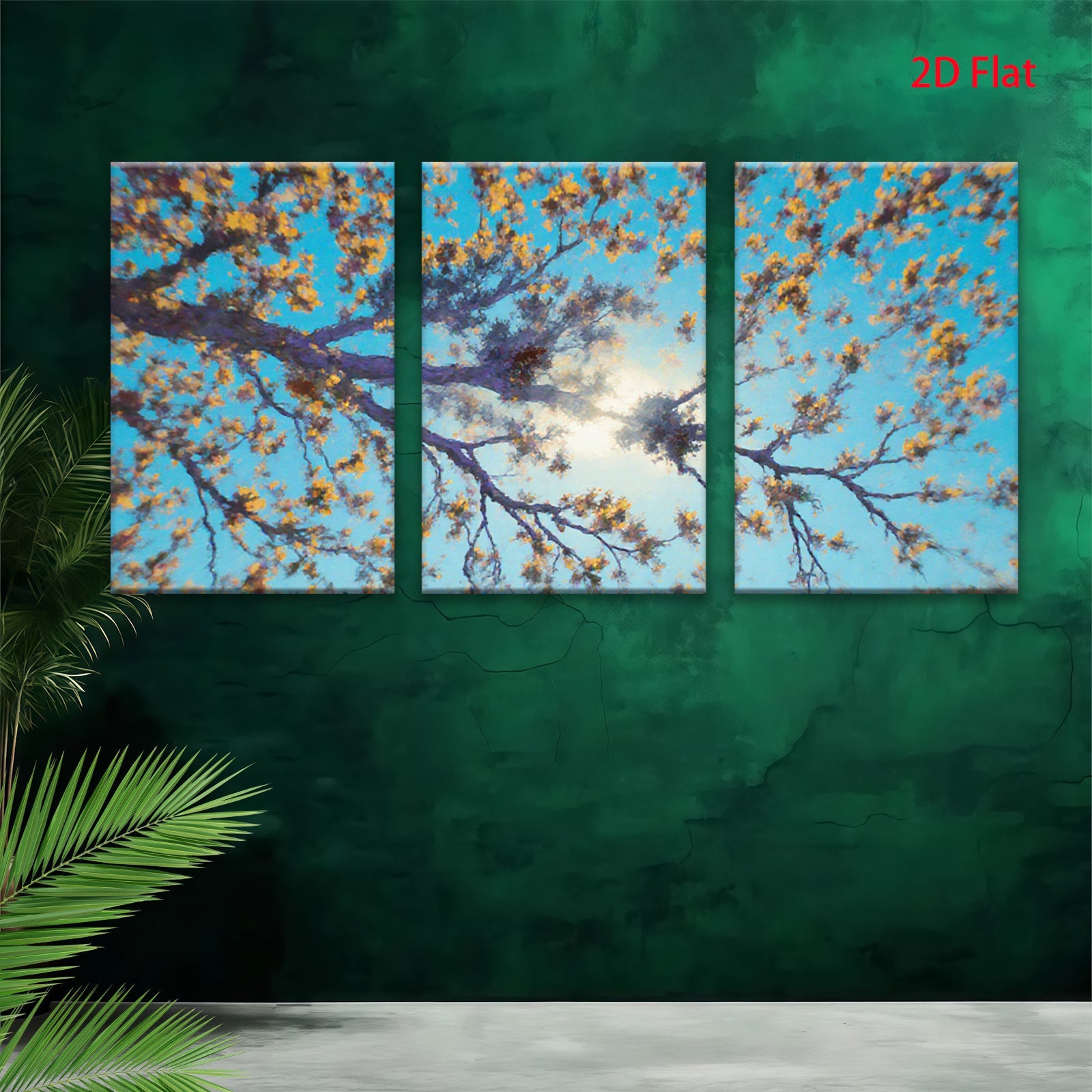 2D flat 1pc blooming branches sunburst sky wall art canvas prints for living room bedroom home decor farmhouse style botanical prints modern artwork