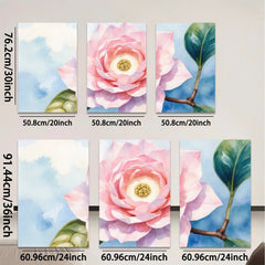 2D flat 1pc blooming camellia flower botanical wall art for living room bedroom home decor farmhouse style gallery wrapped canvas print