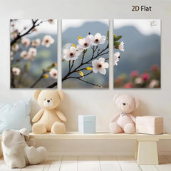 2D flat 1pc blooming cherry blossom branch wall art canvas prints for living room bedroom home decor farmhouse style botanical prints gallery wrapped ready to hang
