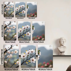 2D flat 1pc blooming cherry blossom branch wall art canvas prints for living room bedroom home decor farmhouse style botanical prints gallery wrapped ready to hang