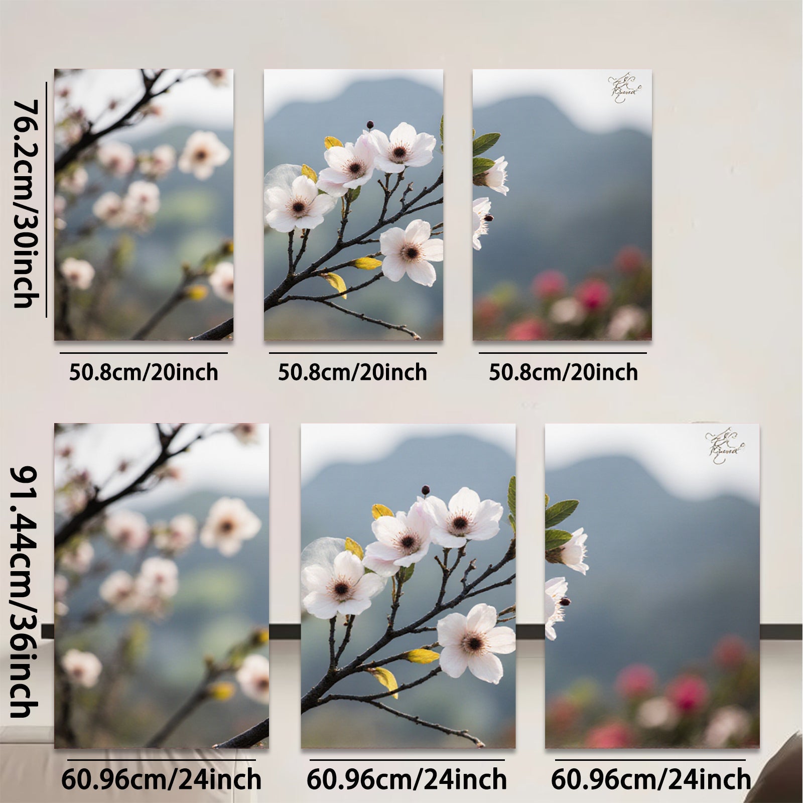 2D flat 1pc blooming cherry blossom branch wall art canvas prints for living room bedroom home decor farmhouse style botanical prints gallery wrapped ready to hang