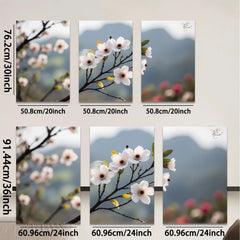 2D flat 1pc blooming cherry blossom branch wall art canvas prints for living room bedroom home decor farmhouse style botanical prints gallery wrapped ready to hang