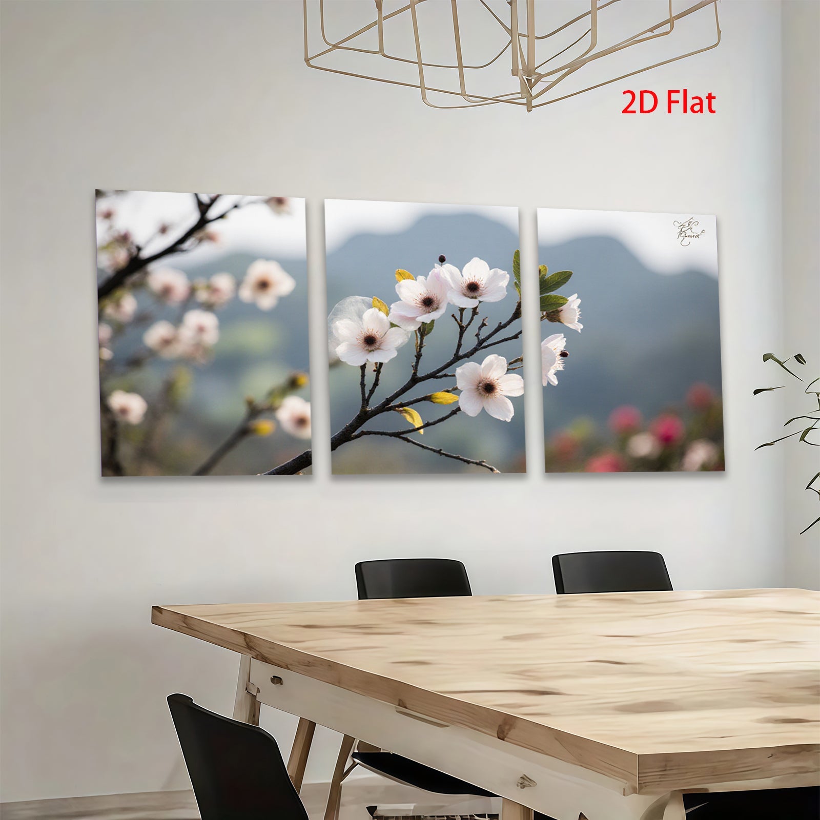 2D flat 1pc blooming cherry blossom branch wall art canvas prints for living room bedroom home decor farmhouse style botanical prints gallery wrapped ready to hang
