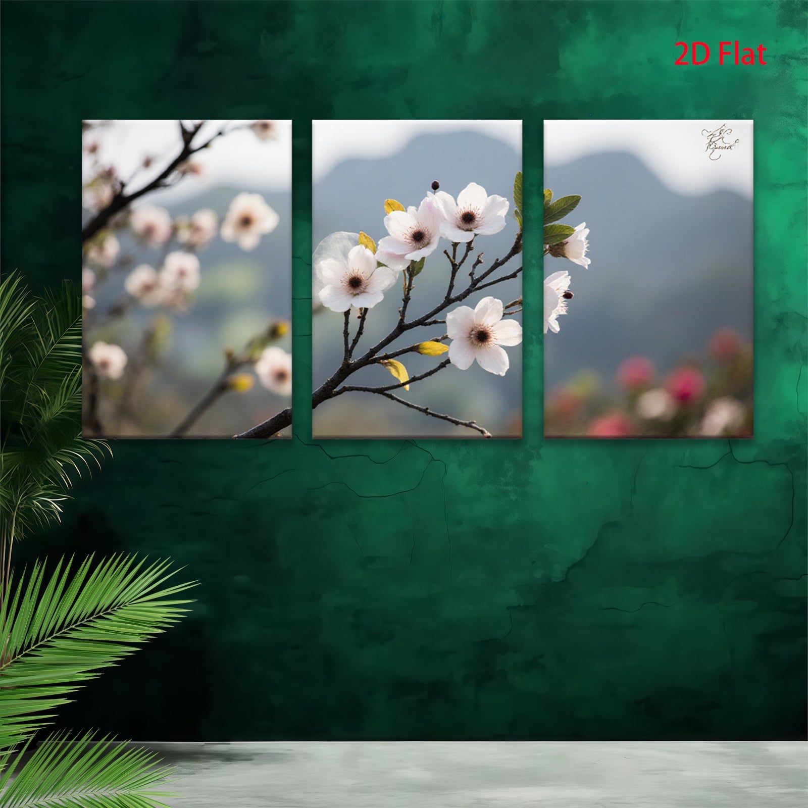 2D flat 1pc blooming cherry blossom branch wall art canvas prints for living room bedroom home decor farmhouse style botanical prints gallery wrapped ready to hang