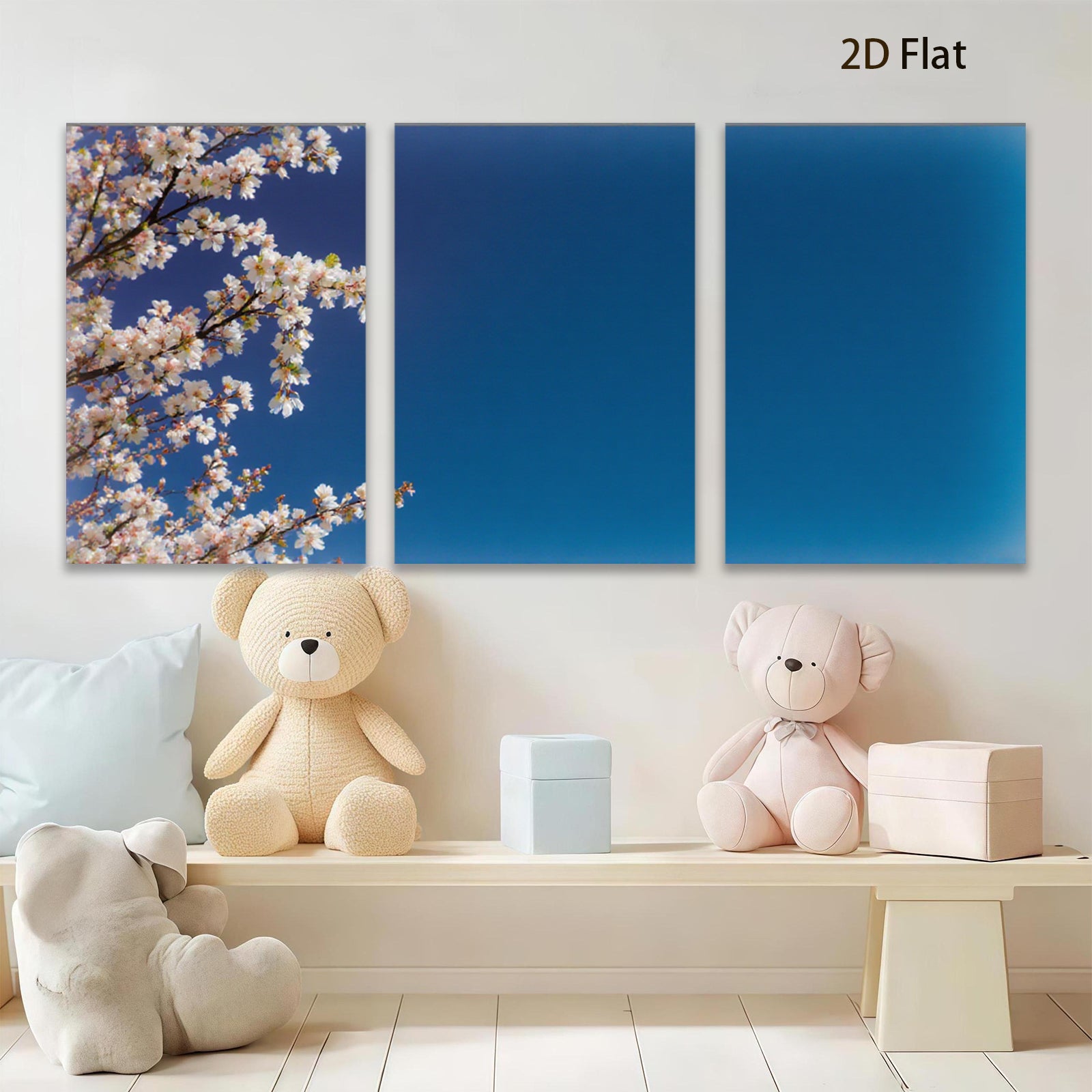 2D flat 1pc blooming cherry blossoms serene sky wall art for living room bedroom home decor farmhouse style gallery wrapped canvas prints