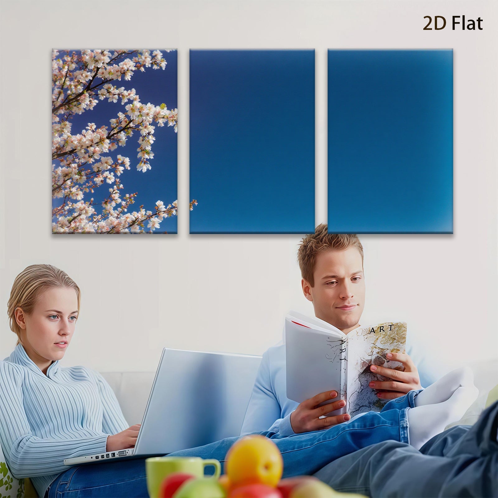 2D flat 1pc blooming cherry blossoms serene sky wall art for living room bedroom home decor farmhouse style gallery wrapped canvas prints