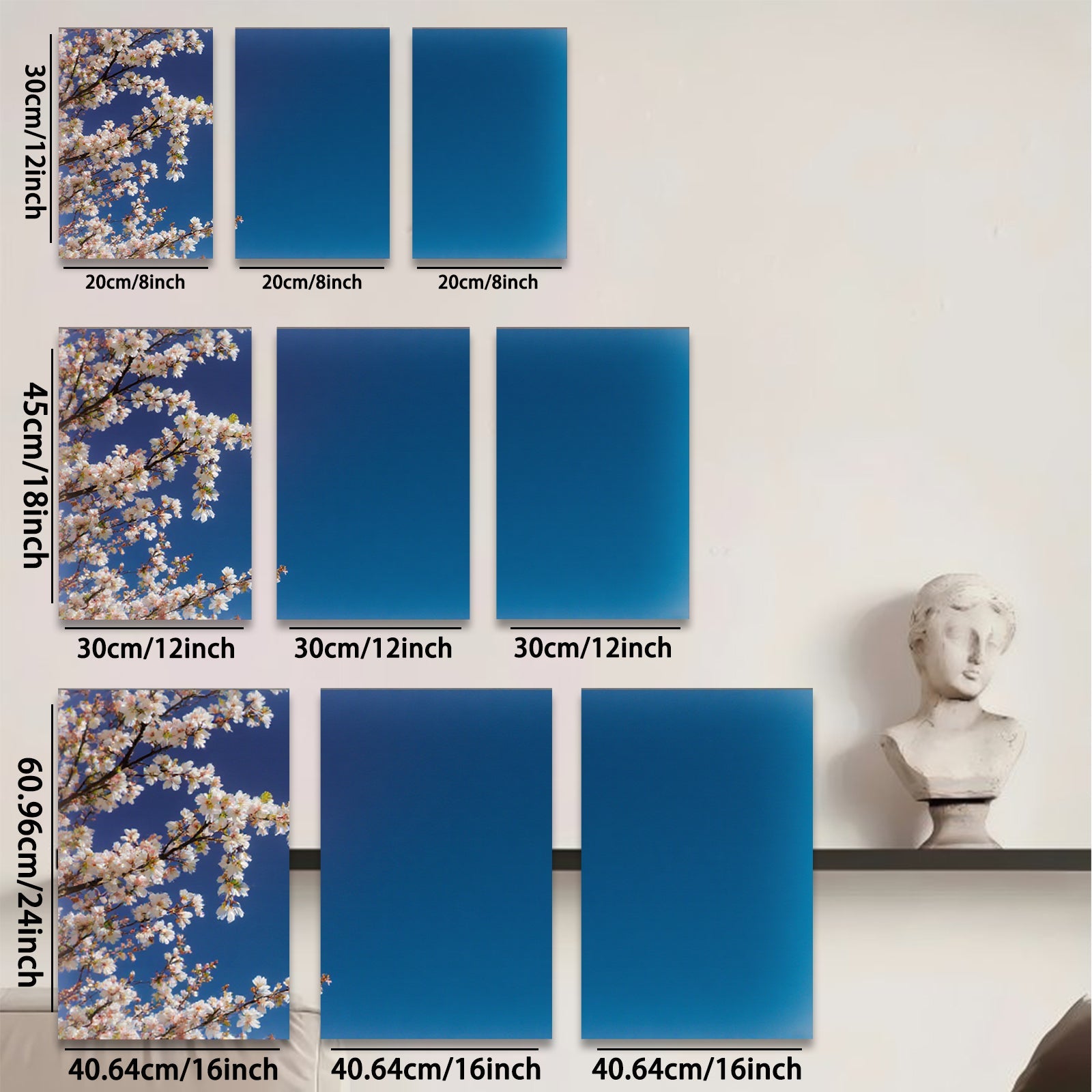 2D flat 1pc blooming cherry blossoms serene sky wall art for living room bedroom home decor farmhouse style gallery wrapped canvas prints