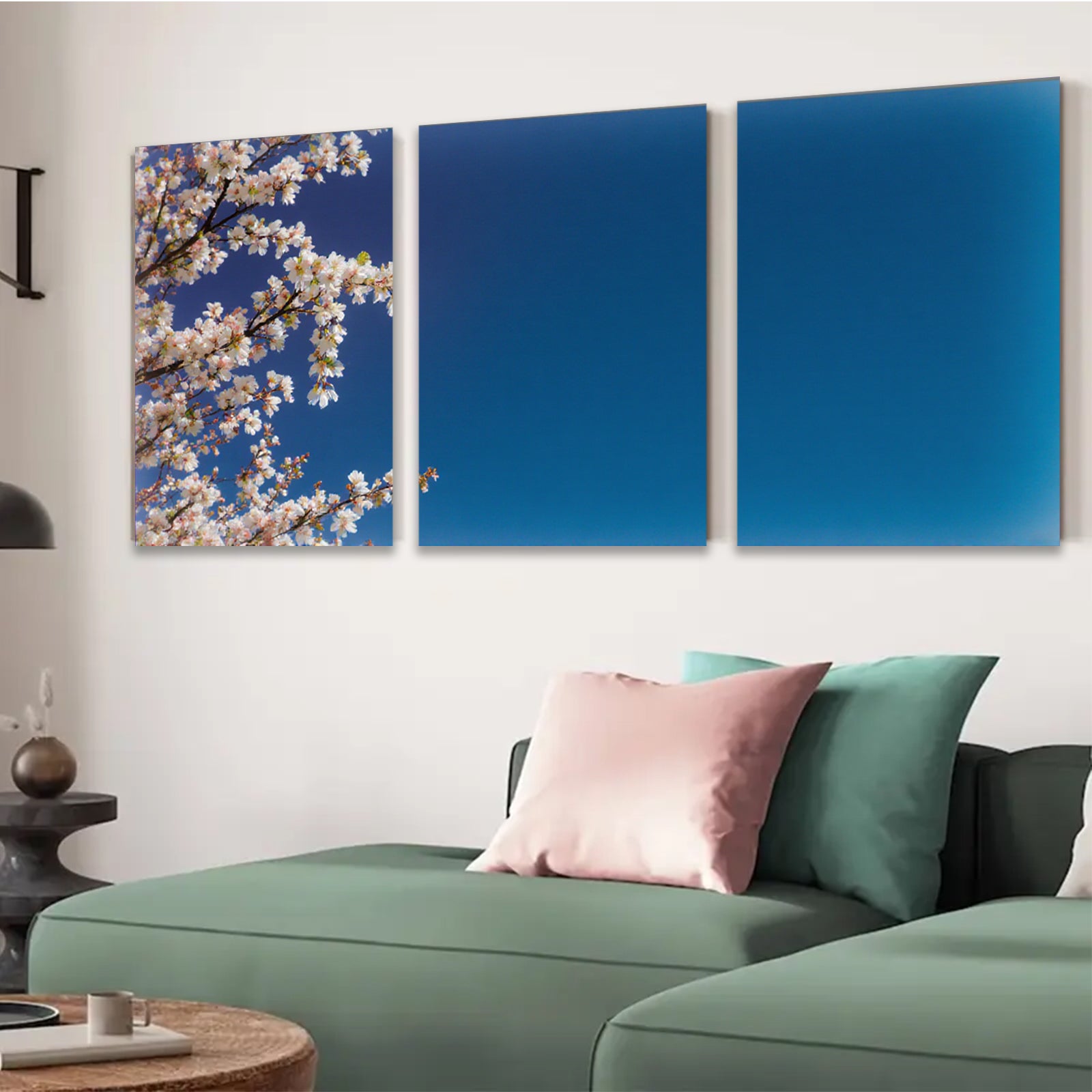 2D flat 1pc blooming cherry blossoms serene sky wall art for living room bedroom home decor farmhouse style gallery wrapped canvas prints