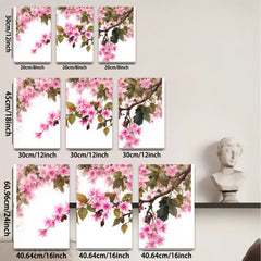 2D flat 1pc blooming cherry blossoms spring wall art for living room bedroom home decor farmhouse style canvas prints modern botanical floral art