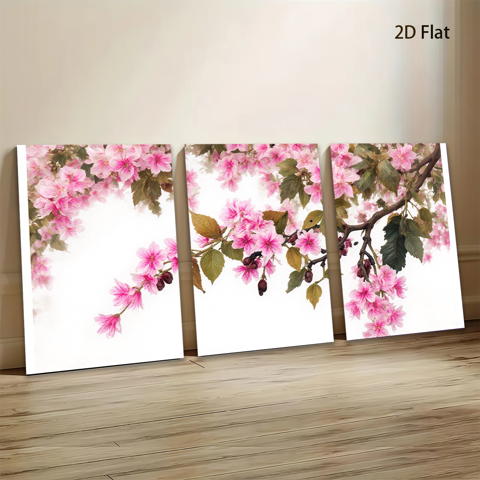 2D flat 1pc blooming cherry blossoms spring wall art for living room bedroom home decor farmhouse style canvas prints modern botanical floral art