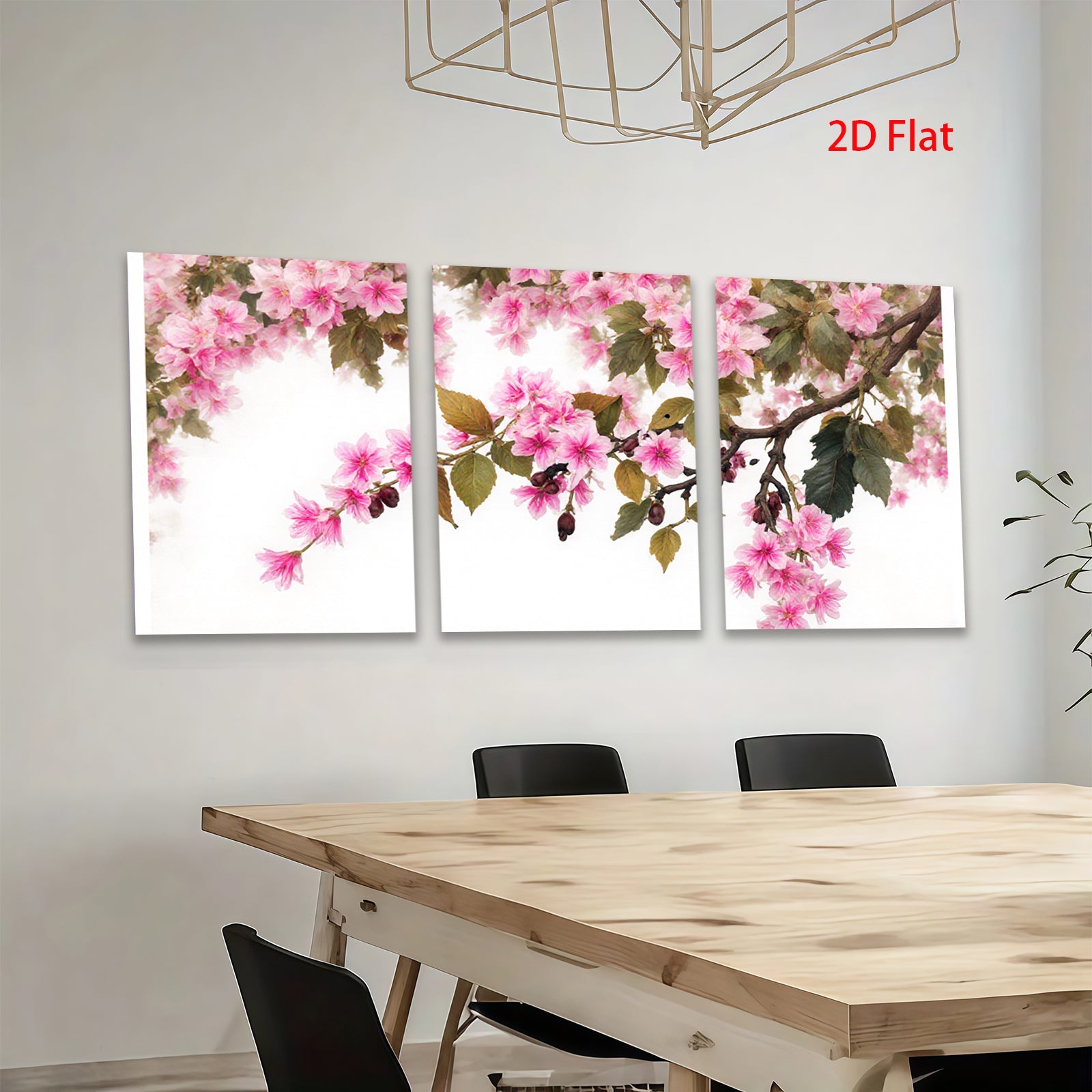 2D flat 1pc blooming cherry blossoms spring wall art for living room bedroom home decor farmhouse style canvas prints modern botanical floral art