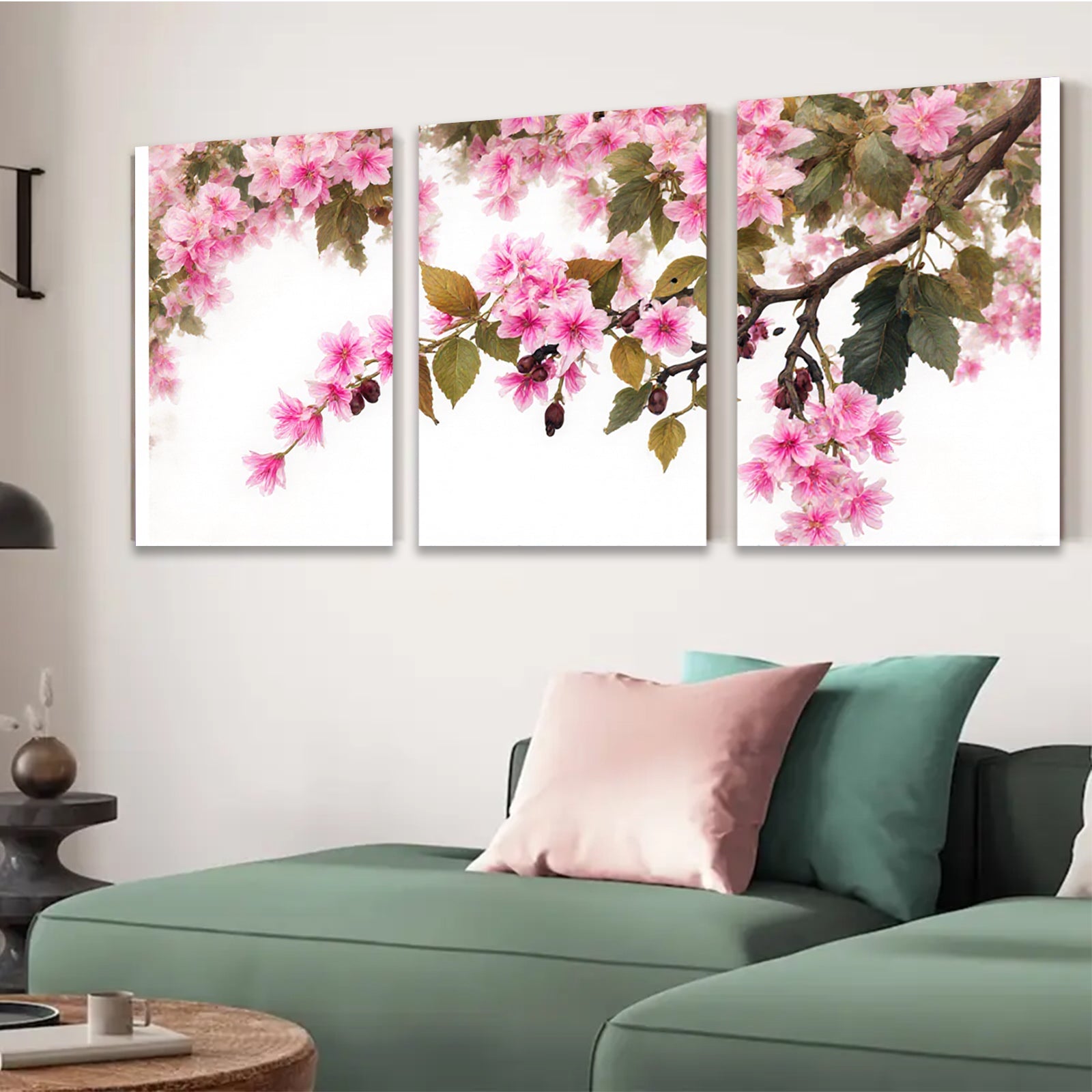 2D flat 1pc blooming cherry blossoms spring wall art for living room bedroom home decor farmhouse style canvas prints modern botanical floral art