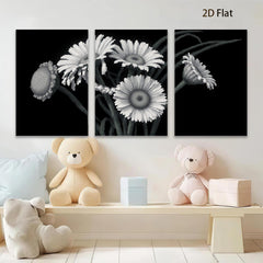 2D flat 1pc blooming daisy floral botanical wall art prints for living room bedroom home decor farmhouse style canvas paintings modern minimalist