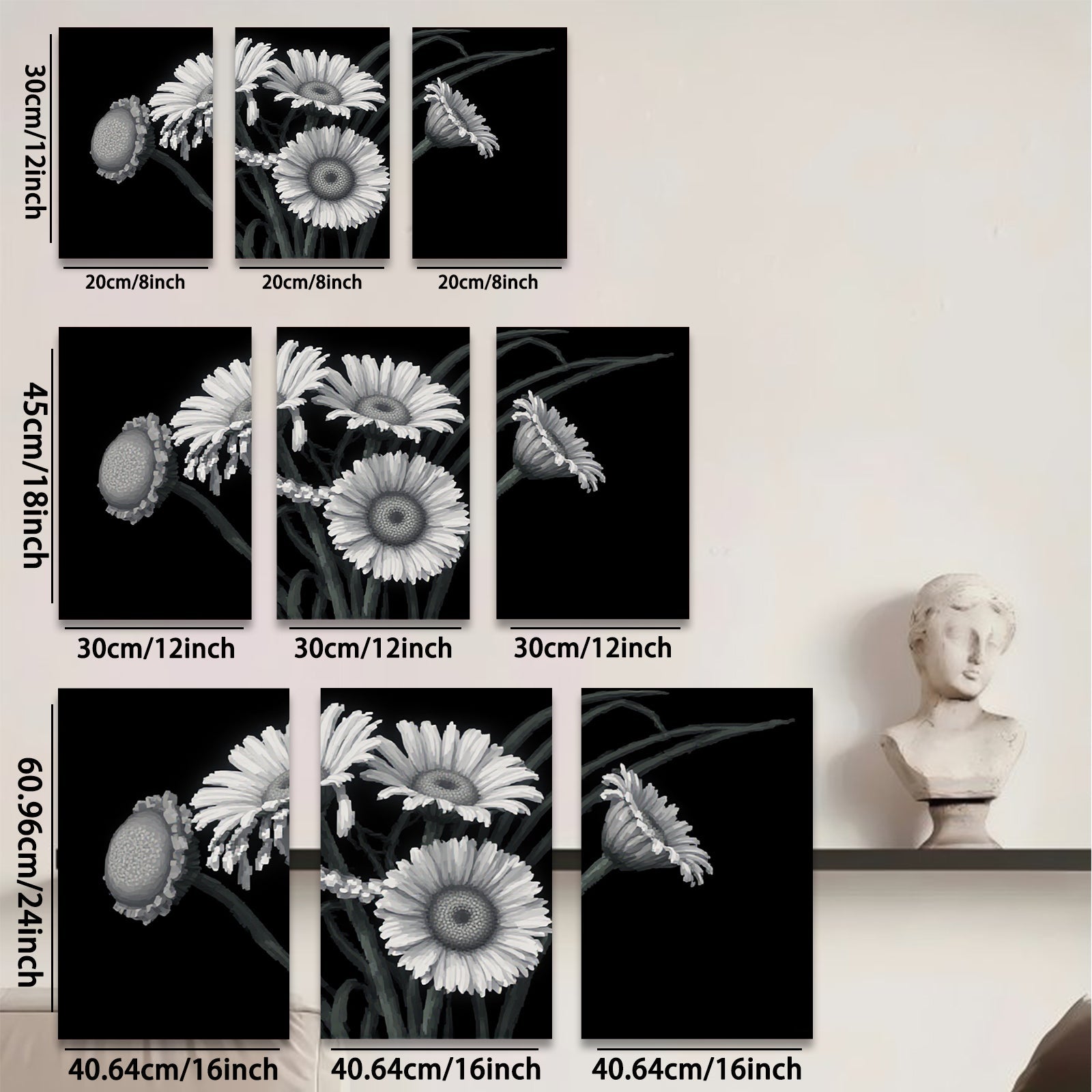 2D flat 1pc blooming daisy floral botanical wall art prints for living room bedroom home decor farmhouse style canvas paintings modern minimalist